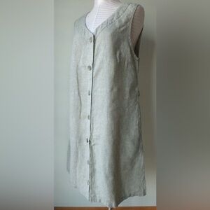 Sleeveless Linen Button-Front Dress in Light Gray